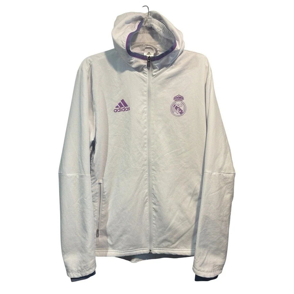 Real Madrid 2016-17 Soccer Training Jacket White Adidas Climacool Men’s Medium